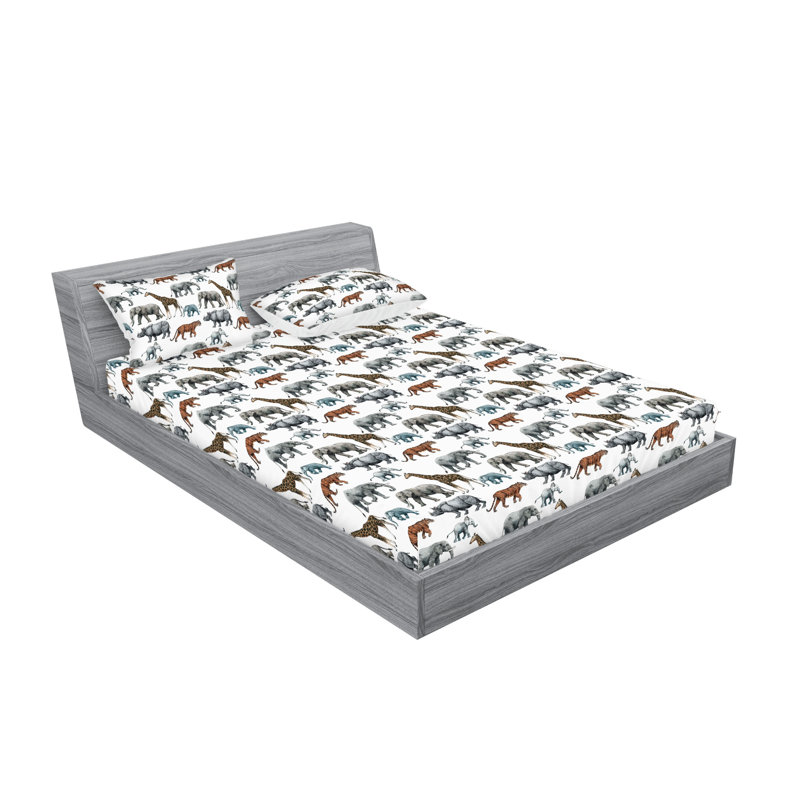 Drap-housse et taies décoratives Ambesonne, Ensemble de draps pour lit double avec 2 taies d'o