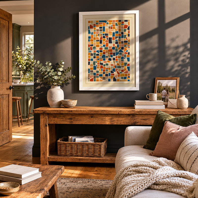 Coloured Tiles Modern - Print, A4 - 29.7 x 21.0 cm, White