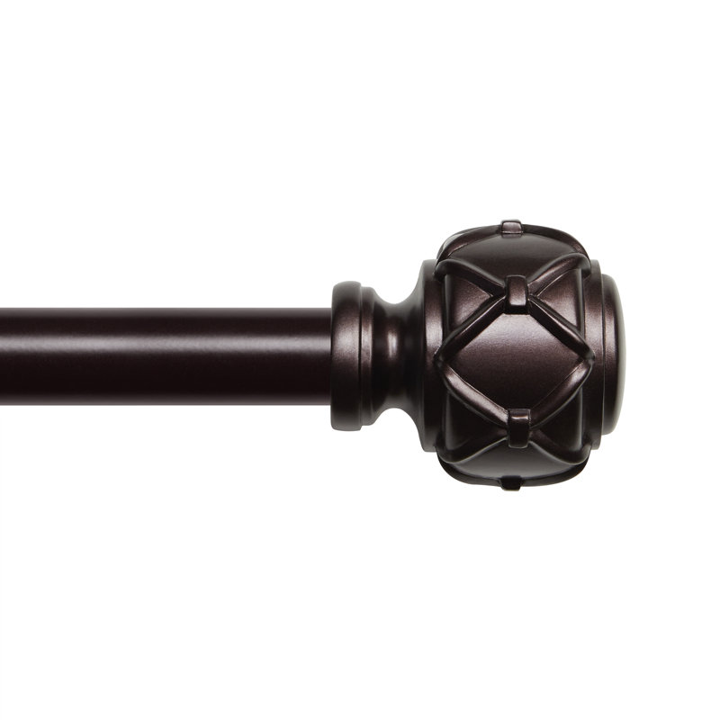 Erkan Adjustable 1" Single Curtain Rod, Black, 35" - 66"