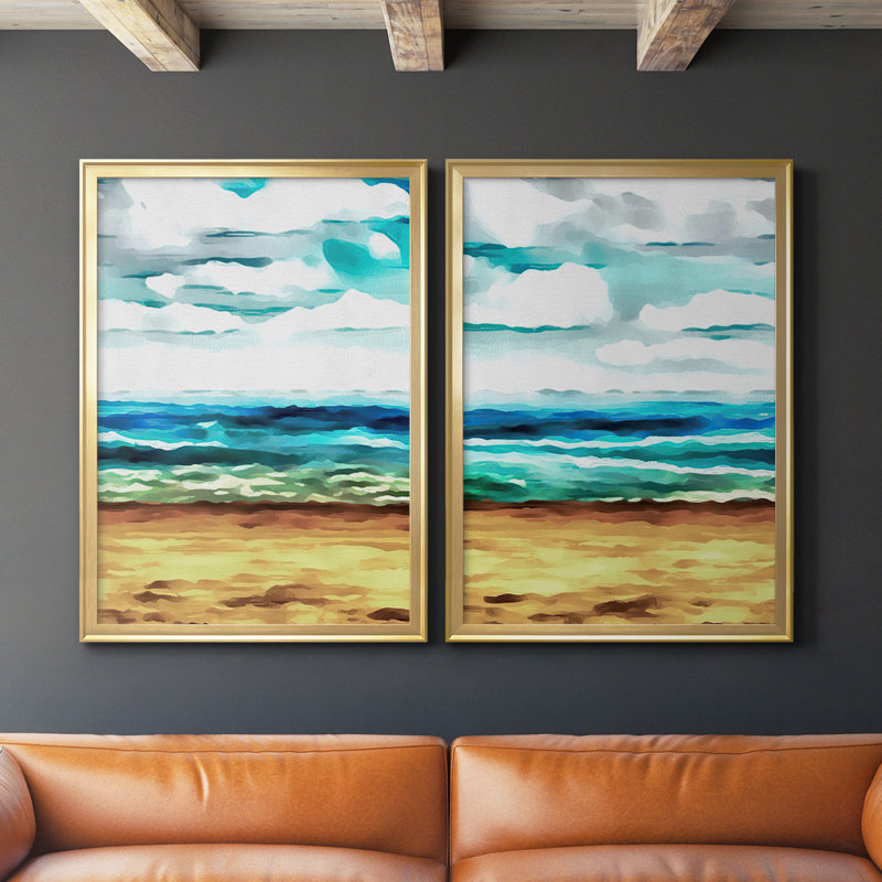 «Summer Love I», ensemble de 2 reproductions d'art sur toile encadrées, Or, H 42,5 po x l 61 po x P 1,25 po