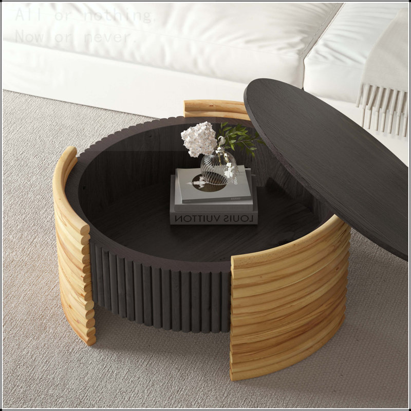Table basse à plateau relevable de couleur assortie avec rangement, Marron foncé