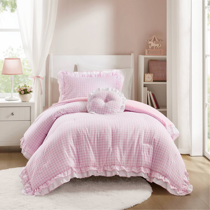Ensemble d'édredon 3 pièces pour lit simple / simple TG, Édredon pour lit simple et 2 pièces supplémenta, Rose