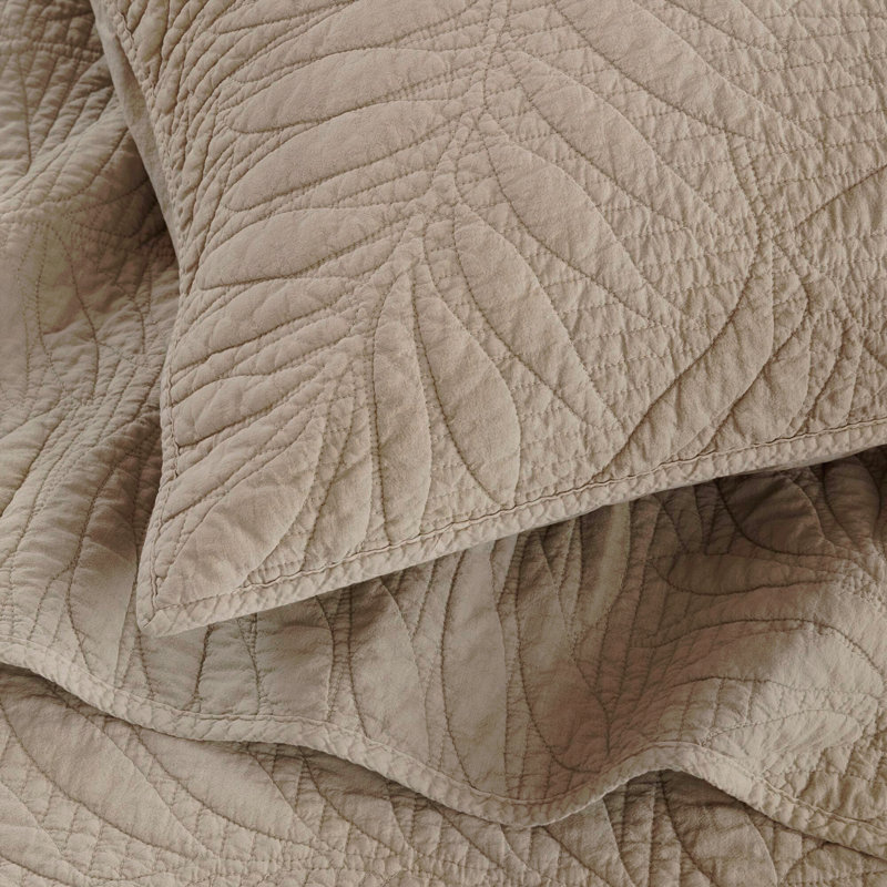 King 3 Piece Cotton Quilt Set Linen