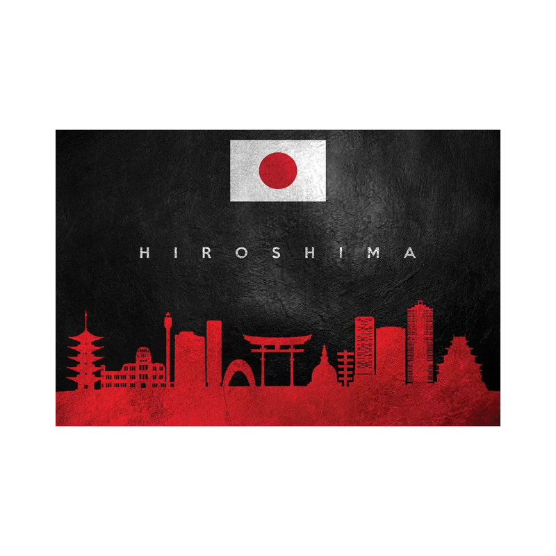 «Hiroshima Japon Skyline» par Adrian Baldovino, impression sur toile tendue, H 8 po x l 12 po x P 0,75 po