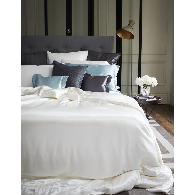 Signature Silk Satin Flat Sheet, 112" W x 112" L, Ivory