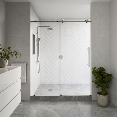 Diamond 56 - 60 x 76" Frameless Sliding Shower Door 3/8" Clear Tempered Glass