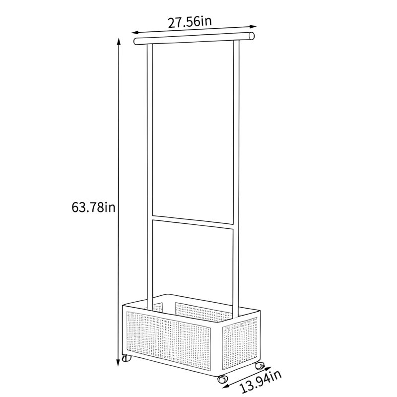 Portemanteau réglable à roulettes, Brun