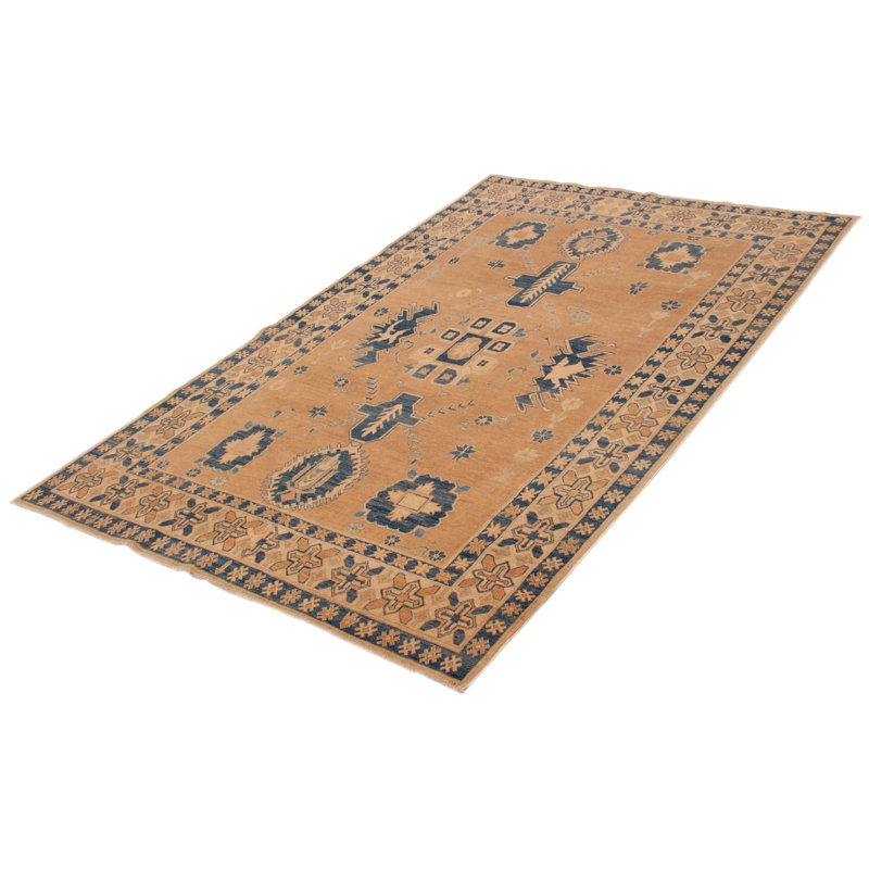 Tapis brun rectangulaire unique en laine de 6 pi 6 po x 10 pi années 1990 Alanny
