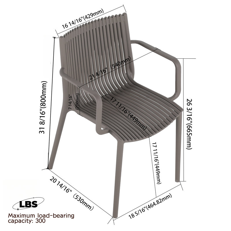 Ensemble de 4 chaises longues modernes PP, Gris