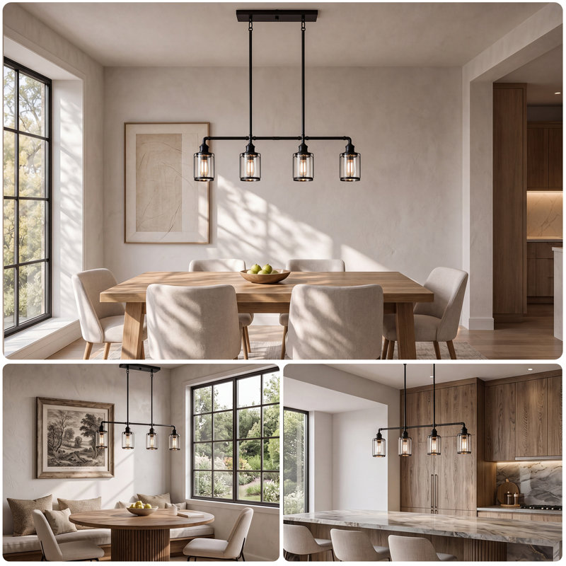 Luminaire suspendu pour îlot de cuisine 4 lumières