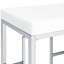 5 tables de salle à manger contemporaines, blanc, deux tables et trois tabourets, hauteur de comptoir, finition blanc argenté, bois d'ingénierie, flair artistique, hauteur de la grande table avec roulettes, caractéristique