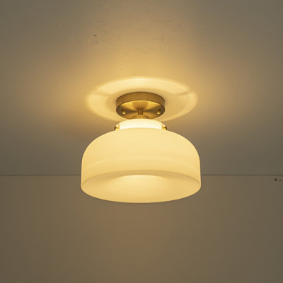 1-Light Gold Glass Semi Flush Mount