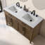 Meuble-lavabo double 54 po avec plateau en pierre d'ingénierie Sebastiano-111376222