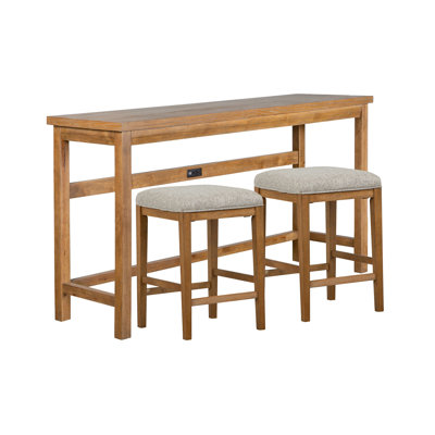 Console Sofa Table With 2 Upholstered Stool