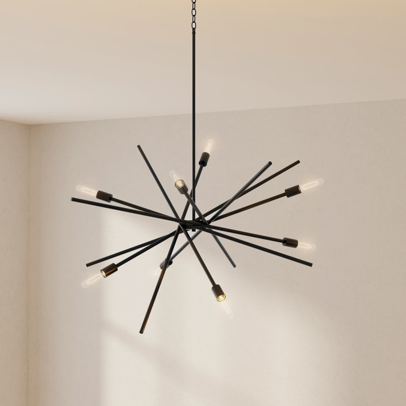 Astra 8 - Light Dimmable Sputnik Sphere Chandelier, Matte Black