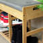 Froppi Shoe Bench with Grey Padded Seat and Hidden Storage | 2-Tier Wooden Shoe Rack L80 W29.5 H49 cm-93563890