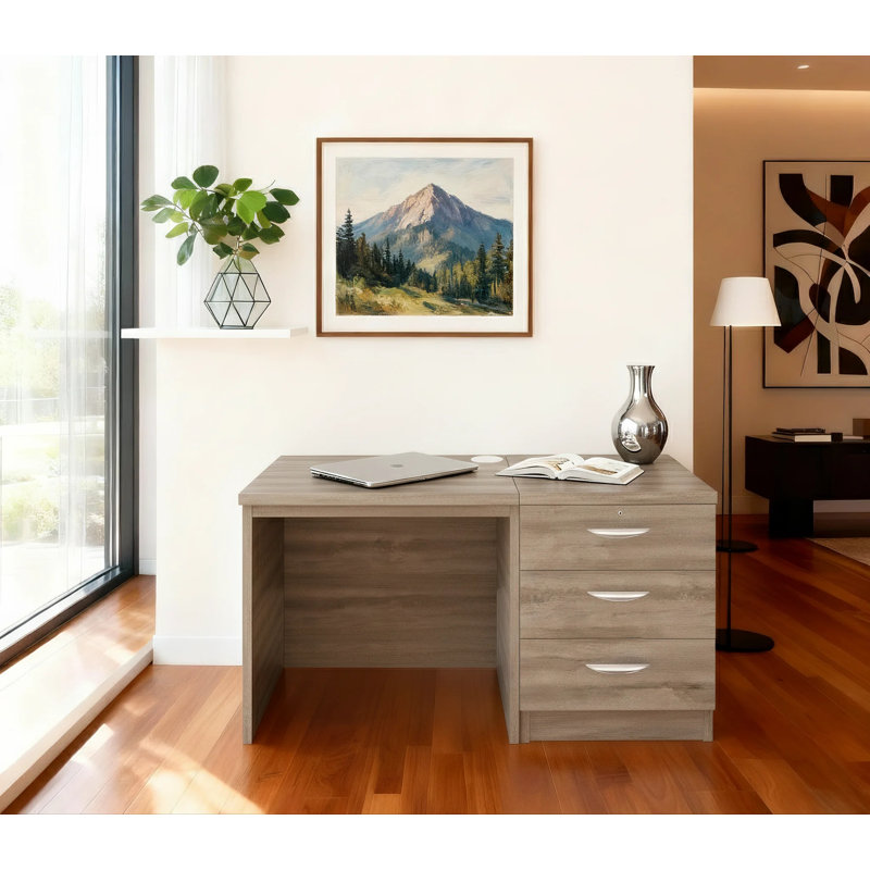 Walshaw Solid Wood Base Computer Desk, Grey Nebraska