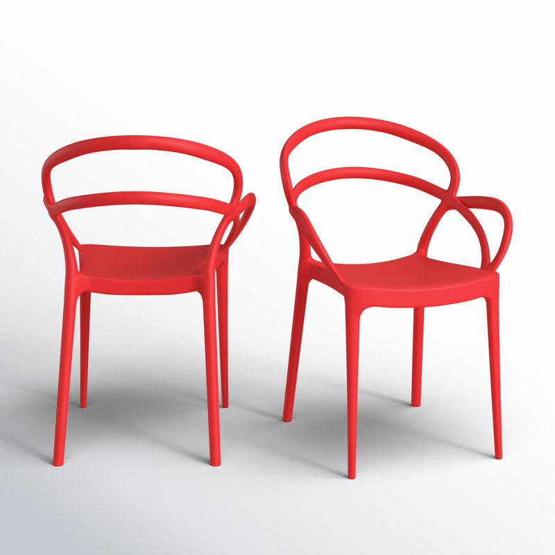 Chaise d'appoint empilable pour patio Farrah, Rouge
