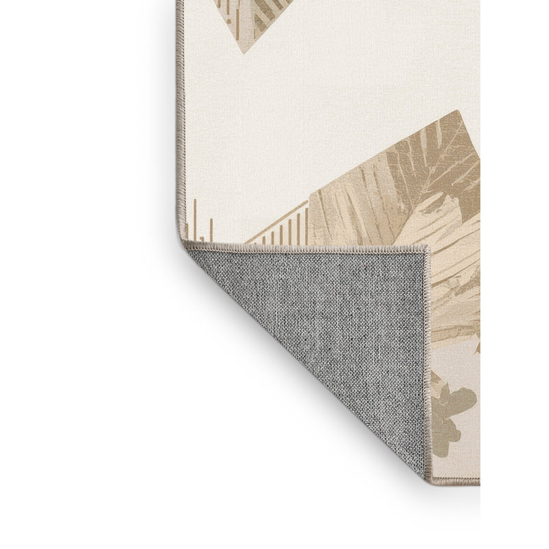 Tapis géométrique beige délavé à la machine Ortencia Mint, Carré 8 pi