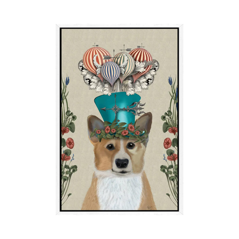 Corgi II by Fab Funky - Gallery-Wrapped Canvas Giclée on Canvas, White Framed, 101.6 cm H x 66.04 cm W