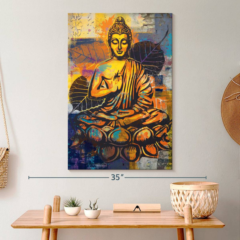 Bouddha assis en forme de lotus, H 30 po x l 20 po x P 1,25 po