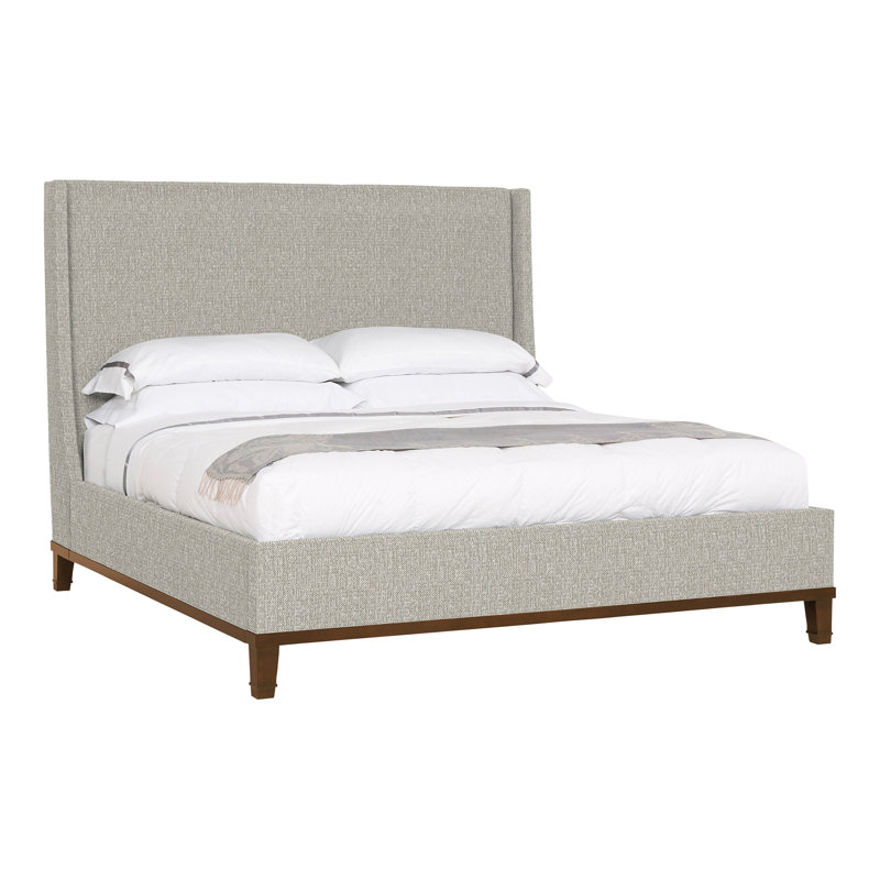 Michael Weiss Solid Wood Wingback Bed, Tarbee Pebble, Hampton