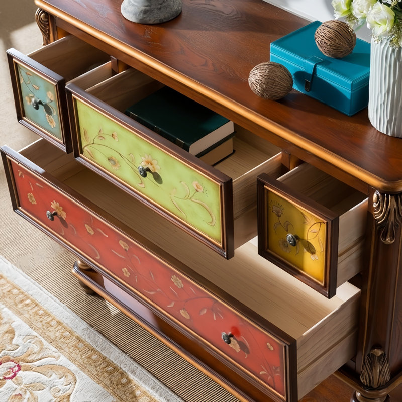 Vintage Four-Drawer Accent Chest with Bottom Shelf