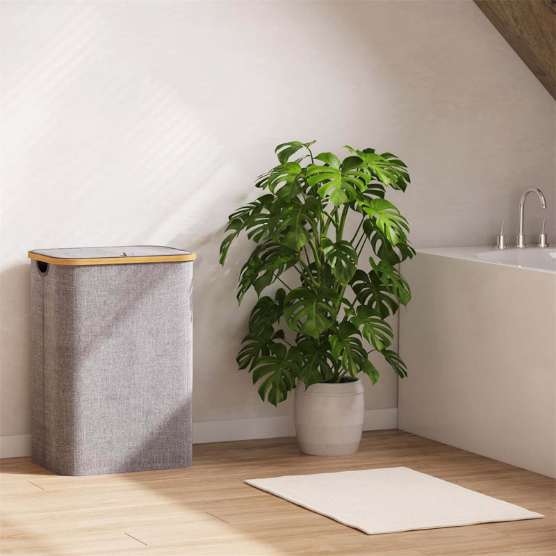 Bhargava Laundry Hamper with Handles, Light Grey