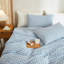 Ensemble de housse de couette en vichy 100% coton délavé à carreaux XINMIANFANG Gingham-121478539-121478532