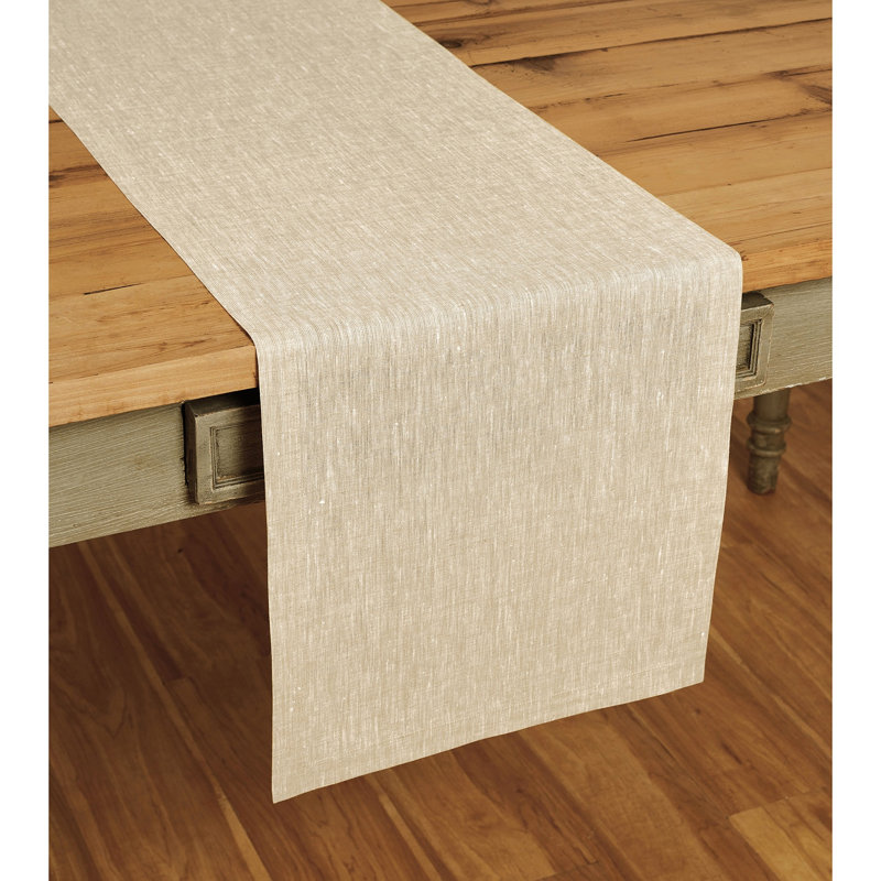 100% Pure Linen Table Runner - Athena, 48" x 14", Champagne Beige