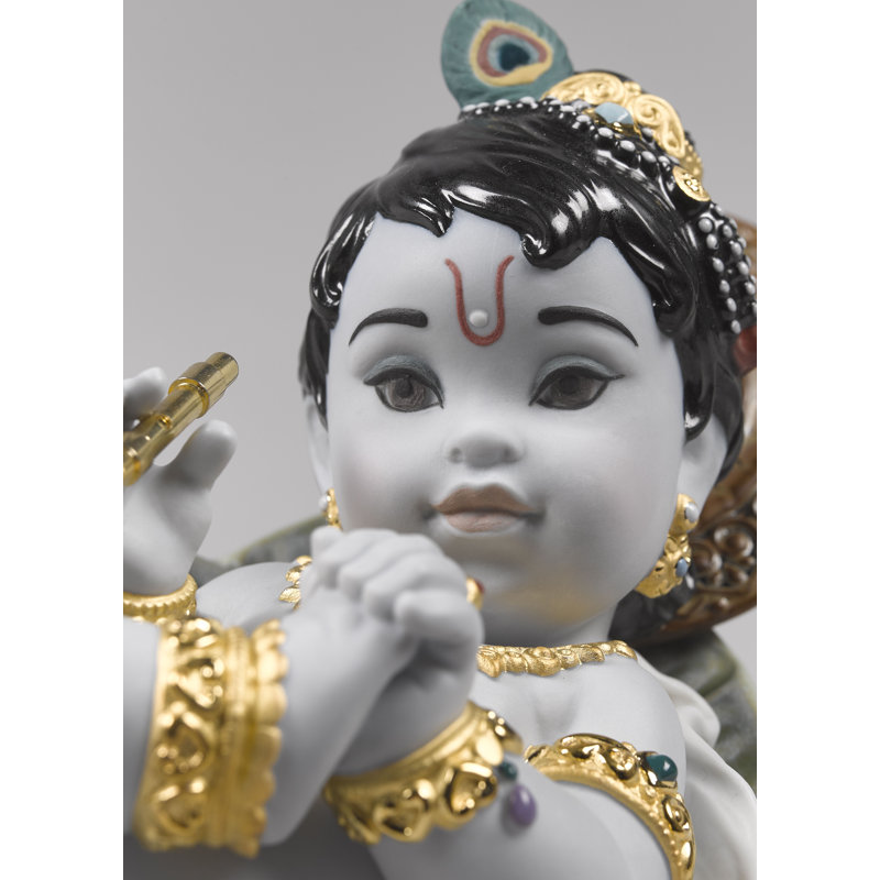 Figurine Krishna sur feuille