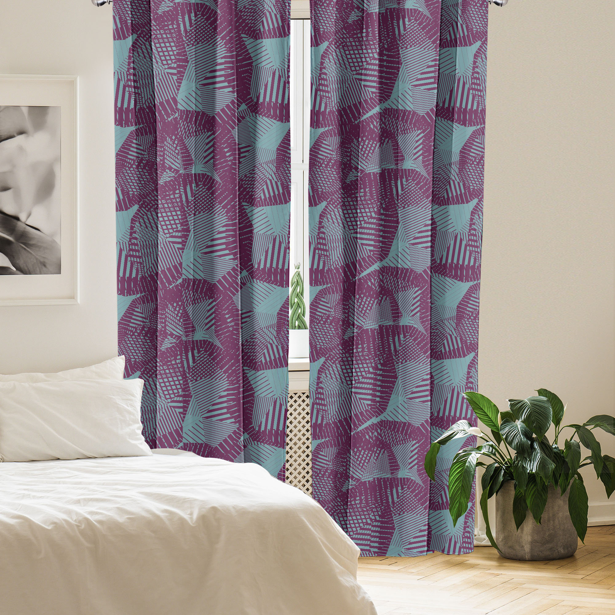 East Urban Home Abstract Pattern Curtains Geometric Rounds Pair of ...
