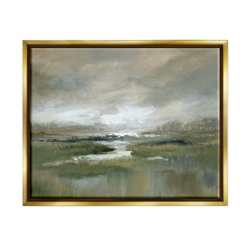 Art mural sur toile flottant Wildon Home®, H 25 po x l 31 po x P 1,7 po, Cadre flottant métallique doré