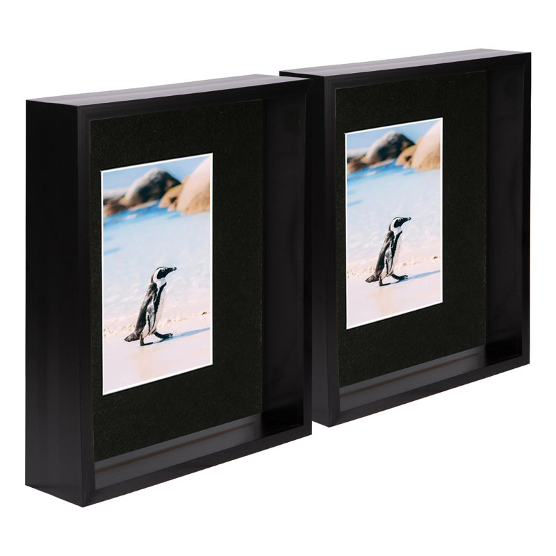 Nicola Spring - 8" x 10" 3D Deep Box Photo Frames - 4" x 6" Mount, Black