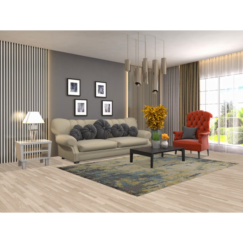Tapis abstrait moderne all-over 6 x 8