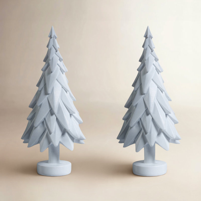 Ensemble de 2 épinettes décoratives de 6,75 po Patrice, Blanc
