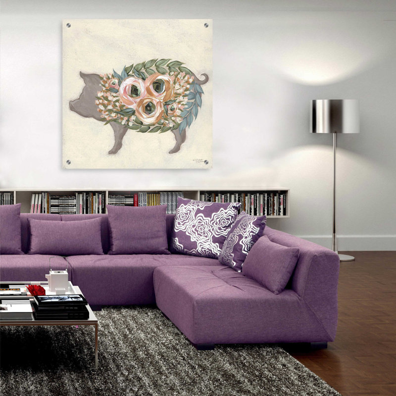 "Alice le cochon" par Michele Norman sur plastique / acrylique, H 36 po x l 36 po x P 0,2 po