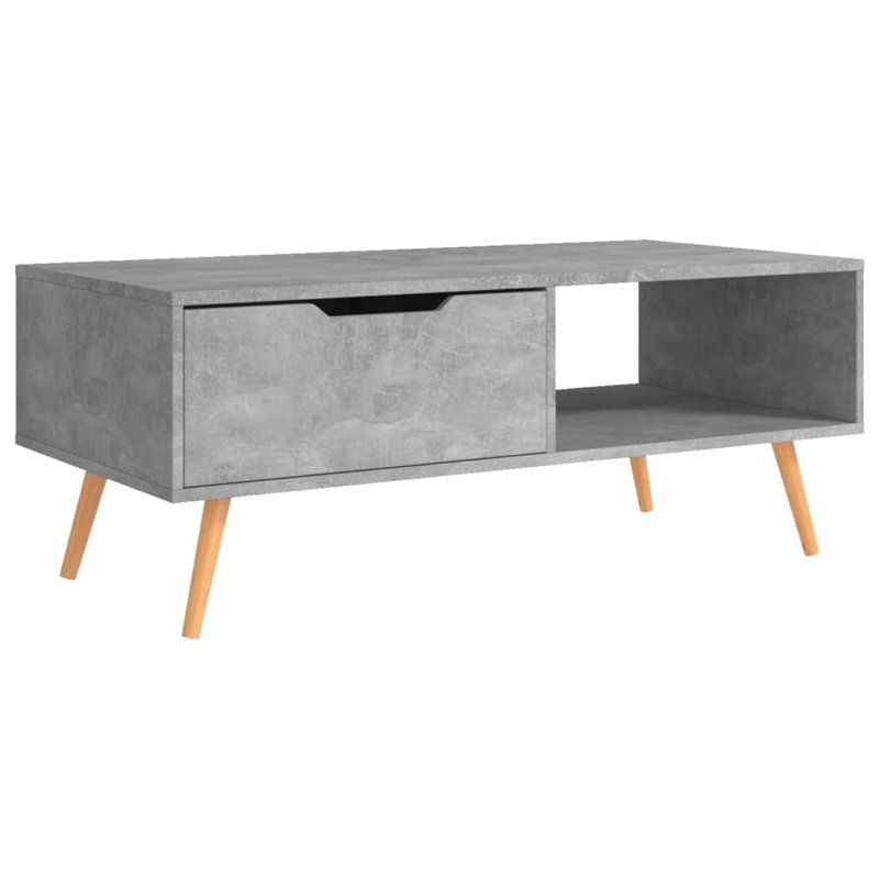 Cleorand Four Leg Coffee Table with Storage, Concrete Grey