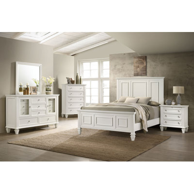 Ficocelli 5-piece California King Bedroom Set Cream White
