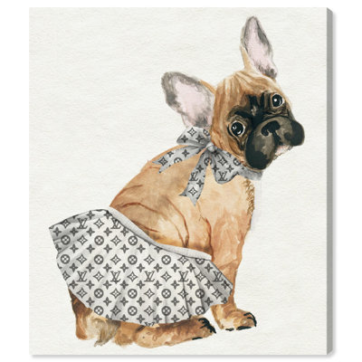 Le Petit Frenchie Grey Canvas Cute Animal Art by Art Remedy