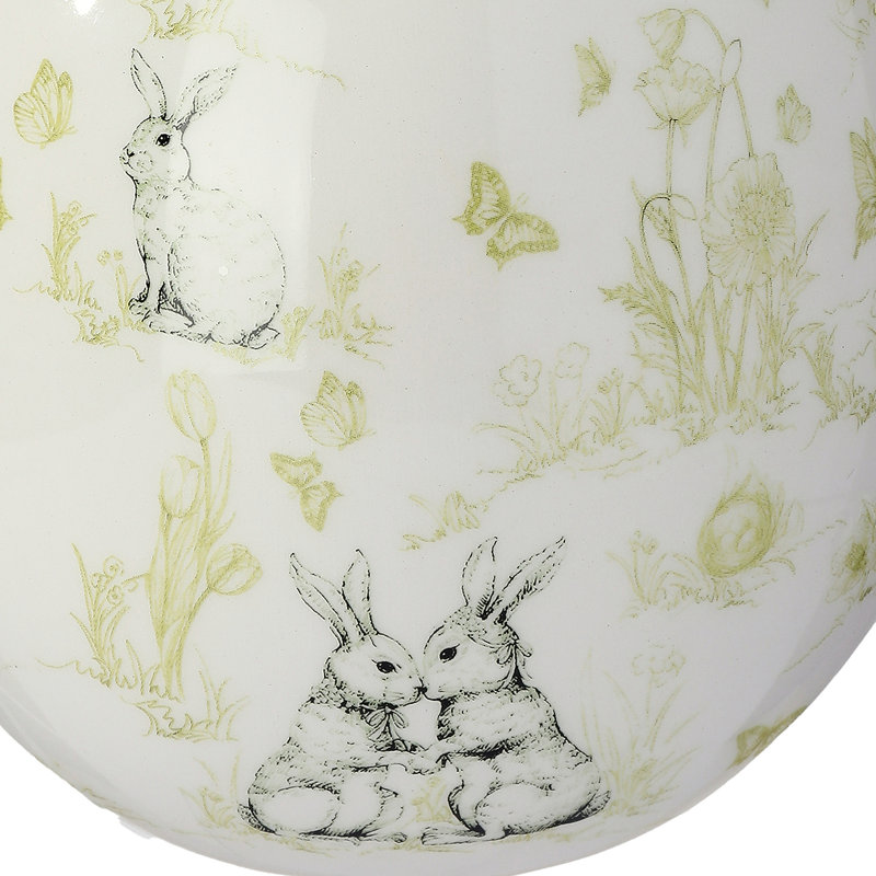 7" Dolomite Bunny Toile Egg, 7" Dolomite Bunny Toile Egg
