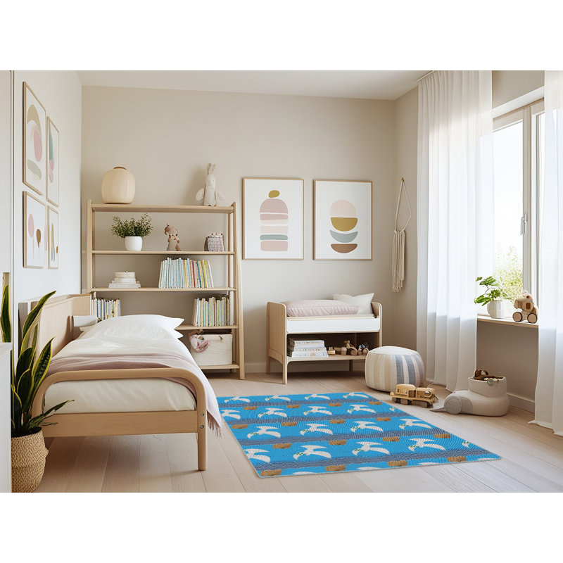 Tapis de zone bleue à motifs, Rectangle 3 pi x 5 pi