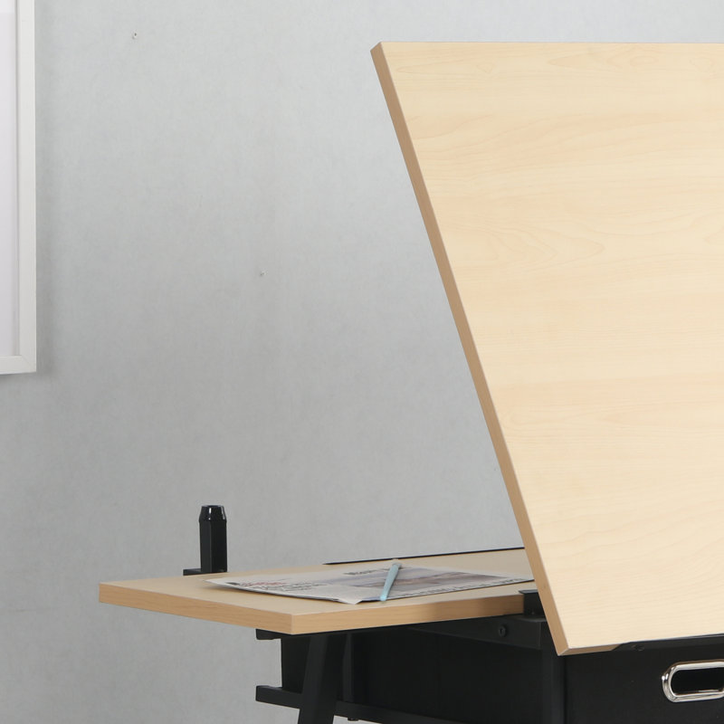Adjustable Drawing Drafting Table Desk With 2 Drawers For Home Office And School With Stool(Wood)