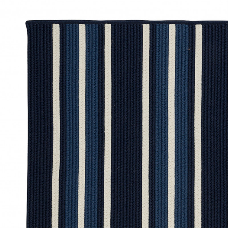 Tapis bleu marine tressé à la main Madalynn Pier, Rectangle 12 pi x 15 pi