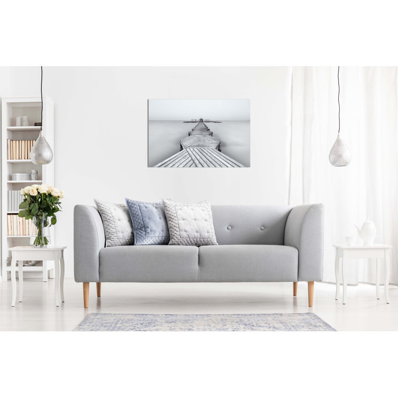 Long Bridge On A Silky Beach Water - Wrapped Canvas Art Prints, 20cm H x 31cm W