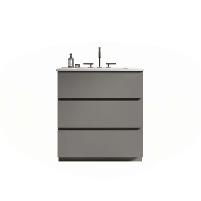 Meuble-lavabo moderne avec rangement supérieur et fonctionnalité fluide