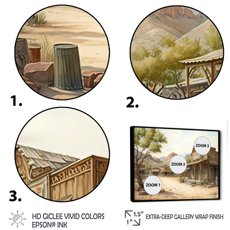 Arizona Wild West Town V - reproduction de cadre flottant sur toile