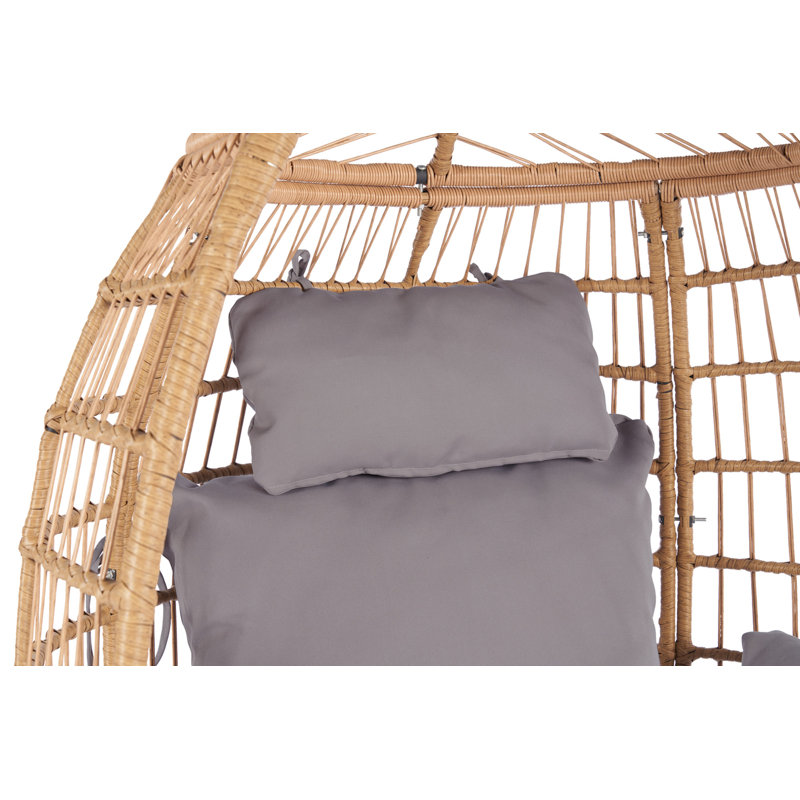 Fauteuil en osier en osier, surdimensionné pour l'intérieur et l'extérieur, Gris clair