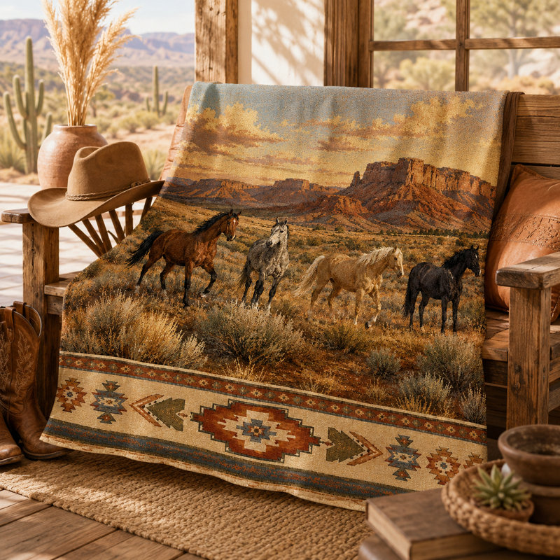 Couverture en flanelle Southwestern Horse