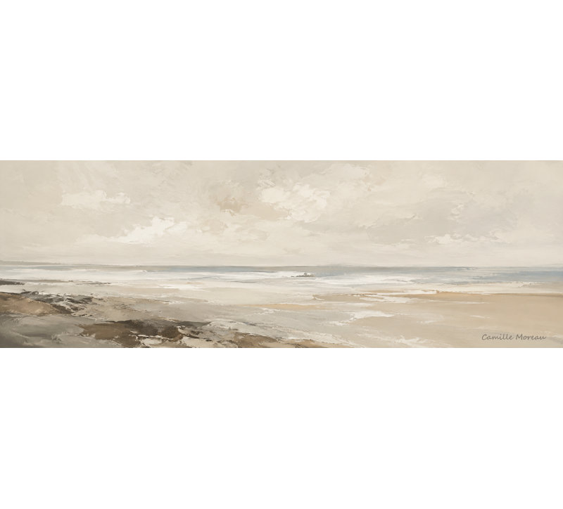 Doux horizon immobile, neutre, paysage abstrait, imprimé Jaak, L 48 po x H 16 po x P 1,5 po